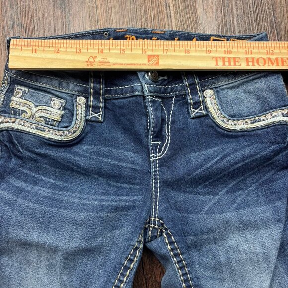 Rock Revival Pilkin Skinny Jeans Embellished Distressed Dark Wash Size 25 - Picture 6 of 12